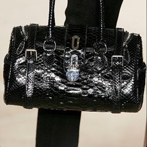 Ralph Lauren Collection Python Snakeskin Purse Hand Bag Runway Vintage Black - Picture 3 of 8
